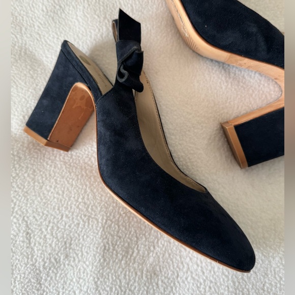Boden Sena block heel Navy suede sling back heels size 38/7.5-8 - Picture 4 of 9